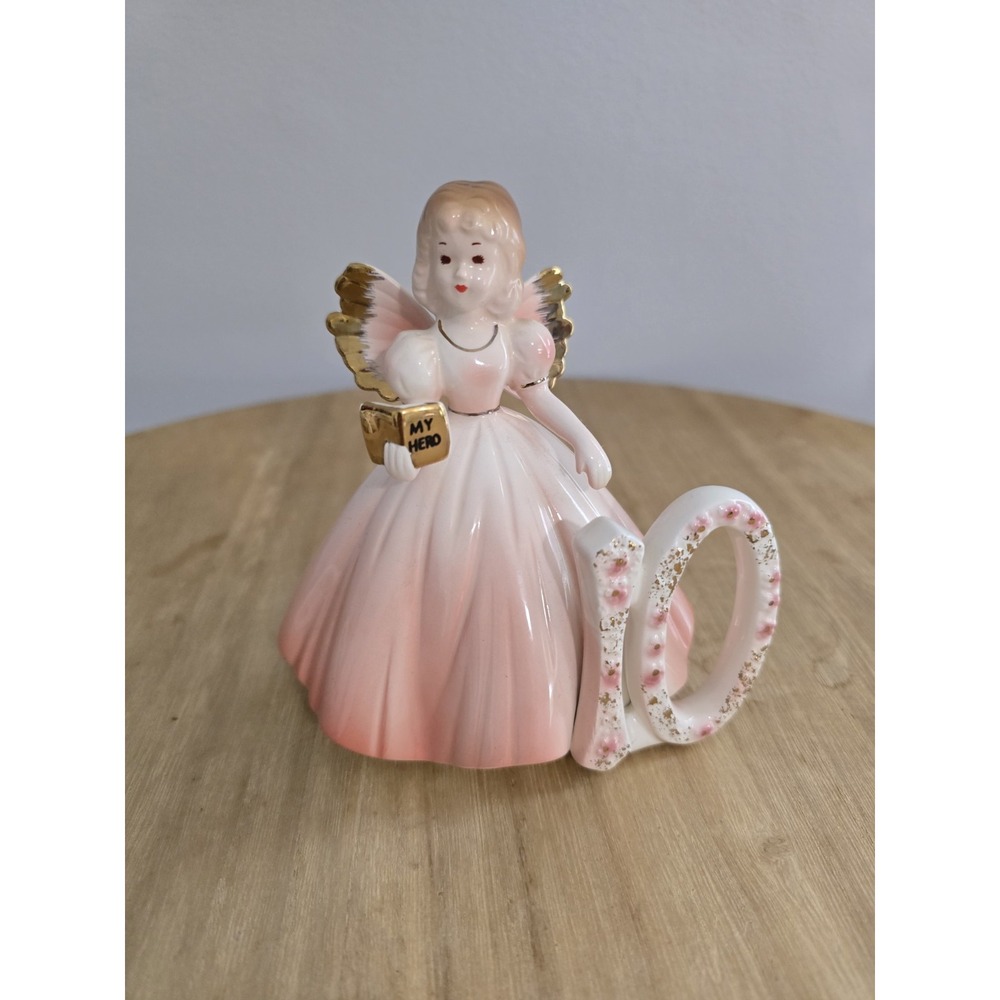 Vintage Josef Originals 10th Birthday Girl Angel Pink Figurine Japan 5"